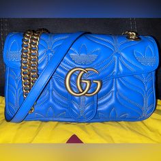 Authentic Brand New Gucci Adidas Collab Blue Marmont Bag. Comes With Dustbag. Can Be Worn On Shoulder Or Crossbody. Photos With And Without Flash As Well As Factory Photos. Embroidered Logos. No Returns Or Cancellations No Trades Designer Blue Crossbody Bags, Designer Blue Shoulder Bag For Shopping, Designer Blue Shoulder Bag With Branded Hardware, Blue Gucci Shoulder Bag, Blue Gucci Shoulder Bag For Everyday Use, Blue Rectangular Gucci Bag, Blue Gucci Shoulder Bag With Branded Hardware, Blue Gucci Shoulder Bag With Dust Bag, Blue Gucci Crossbody Shoulder Bag