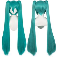 Category:Synthetic Wig; Gender:Women's; Wig Type:Natural Wigs,Cosplay Wig; Occasion:Daily Wear,Party / Evening,Vacation,Party,Birthday; Age Group:Adults; Color Shade:Black,Green,Pink,White,Blonde,Blue; Hair Material:Synthetic Hair; Cap Construction:Machine Made; Texture:Straight; Length:Long; Features:Soft,Cosplay,Easy to Carry,Fashion,Comfortable; Heat Resistant:Yes; Listing Date:08/15/2023; Cap Circumference:; Front to Back:; Nape of Neck:; Side to Side Across Forehead:; Side to Side Over Top: Hatsune Miku Wig, Blonde Blue Hair, 2 Ponytails, Anime Cosplay Halloween, White Wig, Double Ponytail, Wigs Cosplay, Party Wig, Bangs Wig