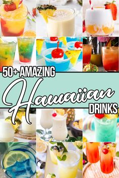 there are many different types of alcoholic drinks in this collage with the words 50 amazing heineweiser drinks