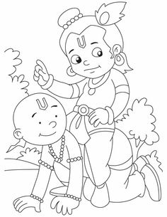 Krishna with Sudama, they are best friends ever in the world coloring pages Janmashtami Ideas, Janmashtami Craft, Best Drawing For Kids, Janmashtami Drawing, Baby Art Activities, Janmashtami Wishes, Tattoo Coloring Book, Baby Animal Art, Drawing Eyes