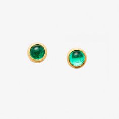 The Sedona style features a thick bezel encircling a cabochon Emerald. This classic setting invokes a modern aesthetic and brings the beauty of the gemstone to the forefront. 20K Peach Gold Cabochon Emerald Earrings measures between 4mm - 5mm For pierced ears only Style Number: EP13CEMR Hand fabricated in our New York City design atelier & workshop Modern Yellow Gold Round Gemstones, Luxury Round Birthstone Gemstones, Luxury Birthstone Gemstones, Classic Round Cabochon Gemstones, Modern Jewelry With Bezel Set Oval Cabochon, Yellow Gold Gemstone Cabochons, Modern Jewelry With Oval Cabochon Bezel Setting, Luxury Round Cabochons With Bezel Setting, Gold Domed Gemstone Cabochons