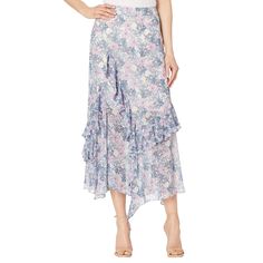 * 100% Polyester * Imported * Your Style Will Be In Full Bloom In This Vince Camuto Tiered Ruffle Charming Floral Skirt. * Mid-Rise Skirt In A Flattering Silhouette. * Floral Print On A Lightweight Poly Fabrication. * Elastic Waist. Tiered Ruffles Throughout Skirt. Zipper Closure At Side. Handkerchief Hemline Falls At A Midi Length. 100% Polyester. Machine Wash Cold And Dry Flat. Imported. Elegant Wrap Skirt For Spring, Flowy Wrap Skirt For Spring, Feminine Asymmetrical Skirt, Chic Tiered Wrap Skirt For Spring, Feminine Flowy Wrap Skirt For Spring, Spring Tiered Wrap Skirt, Floral Print Tiered Wrap Skirt, Fitted Feminine Wrap Skirt For Spring, Spring Floral Print Tiered Wrap Skirt