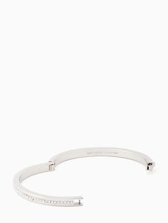 We say stack your bracelets to make a statement. This makes the first one in your pile. Or the 100th. | Kate Spade Ring It Up Pave Bangle, Clear/silver Bracelets To Make, Pave Bangle, Kate Spade Outlet, Kate Spade Jewelry, Silver Bracelet, Kate Spade, Outlet, The First, Bangles