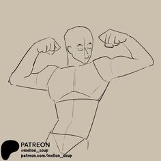 a drawing of a man flexing his muscles with one arm and the other hand