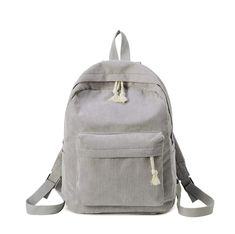 The Classic Corduroy Backpack has a roomy main compartment and easily accessible front + side pockets. The main compartment closes via two zippers with easy to open and close pull tabs. The interior is lined with fabric and the main compartment has an extra pocket inside. The backpack has a top handle and adjustable back straps. Size:- Length: 11" (28cm)- Width: 4.7" (12cm)- Height: 15.7" (40cm) Material: corduroy & polyester Soft School, Corduroy Backpack, Handbags For School, Simple Backpack, Backpack For Teens, Bags For Teens, Student Bag, Girls Stripes, School Backpack