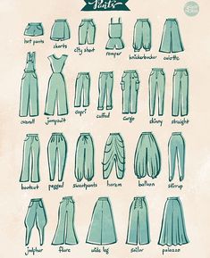 an old fashion chart showing different types of pants