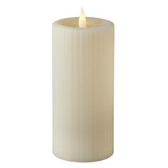 a white candle is lit on a white background