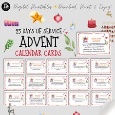 the 25 days of service calendar cards