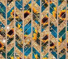 a pattern with sunflowers and glitter on it