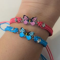 Bracelets Set Of 2 Bracelets Blue And Pink Adjustable. Bracelets Set, Pink Bracelet, Blue Bracelet, Blue And Pink, Womens Jewelry Bracelets, Bracelet Set, Pink Ladies, Women Jewelry, Pink