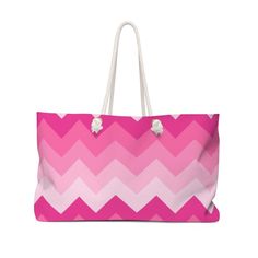 Womens Weekender Bag Hot Pink Chevron Ombre Fade Tote Girls Beach Overnight Bag, Large Tote Sports Bag, Large Carry On Weekend Bag Purse Womens Weekender Bag, Girls Beach, Boys Bedding, Weekender Tote Bag, Overnight Bags