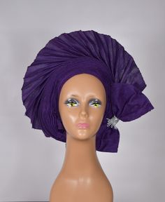 Purple Fan autogele with a side bow Ready to wear autogele  Handmade with quality Aso Oke  Plain autogele (display picture) Embellish option available Adjustable Purple Headwrap For Party, Adjustable Purple Headwrap For Parties, Purple Fitted Turban For Parties, Fitted Purple Turban For Parties, Fitted Purple Party Turban, Purple Aso Oke, African Headwrap, African Head Wraps, Bridal Accessory