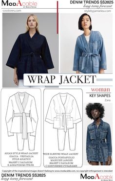 SS25 denim Wrap jacket - ModaCable Aw 25/26 Trends, Fashion Analysis, Fashion 2025, Kidswear Trends, Shaping Swimwear, Fashion Trend Board, Men's Denim Style