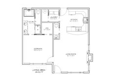 the floor plan for a two bedroom apartment with an attached kitchen and living room area