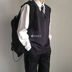 Korean School Outfits Men, Work Core Outfit Men, Muted Color Outfit Men, Male Uniform Aesthetic, Male School Outfits, Outfit Ideas Drawing Male Casual, Male K Fashion, Korean Uniform Male, Clothing Reference Male