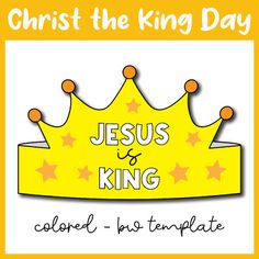 a yellow crown with the words jesus and king on it