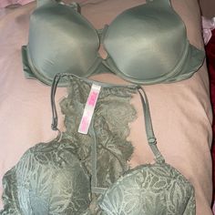 Nice Green Color Both Push Up Different Styles Cheap Green Push-up Bra, Fitted Green Push-up Bra, Summer Green Push-up Bra, Spring Lace Trim Push-up Bra, Camo Bra, Victoria's Secret Push-up Bra With Lined Body, Pink Push-up Bra With Lace Trim, Red Lace Bralette, Vs Pink Bras