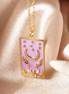 One of the two necklaces in our three part collab with @Toshiasan, the Celeste Token is a symbol of our gratitude for the beauty of the cosmos. Between our favorite lilac, the classic celestial symbols and the delicate accents of love and beauty, Celeste will be sure to brighten any day. Celestial Symbols, Love And Beauty, Two Necklaces, The Cosmos