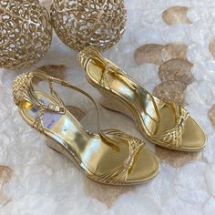 New With Tags (No Box) Strappy Gold Espadrilles By Enzo Angiolini. Perfect Paired With An Island Dress Or For A Holiday Party. Gold Is The New Black! Chic Gold Open Toe Espadrilles, Gold Open Toe Espadrilles With Removable Insole, Elegant Espadrille Heels With Round Toe, Gold Open Toe Heels With Woven Sole, Gold Slip-on Espadrilles For Spring, Gold Closed-toe Espadrilles With Woven Sole, Gold Espadrilles With Round Toe For Spring, Gold Round Toe Espadrilles For Spring, Gold Platform Espadrilles With Round Toe