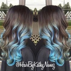 Pastel Blue Hair, Brown Ombre Hair, Hair Color Pastel, Trendy Hair Color, Hair Color Blue, Ombre Hair Color