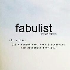 an advertisement for a book called fabulist, which is written in black and white