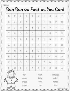 a printable worksheet for children to learn how to read the word run