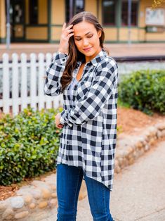 These plaid tops are going to be a staple in your wardrobe. Not only are they so soft & comfy but plaid is so on trend this season. Pair it with jeans and sneakers, or dress it up with your favorite boots. Mixing and matching this top will be so fun! Sizing: Small 0-4 Medium 6-8 Large 10-12 XL 12-14 Model is 5'7" Size 2/4 wearing small Casual Tops For Weekend Fall Wear, Gingham Button-up Tops For Fall, Trendy Plaid Top For Fall, Fall Gingham Button-up Tops, Everyday Plaid Tops For Spring, Spring Plaid Tops For Everyday, Plaid Tops For Everyday Spring Wear, Casual Fall Flannel Shirt For Day Out, Plaid Flannel Shirt For Fall Day Out