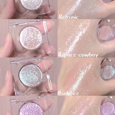 Korean Makeup Swatches, Glittery Korean Makeup, Korean Sparkle Eye Makeup, Korean Glitter Makeup Products, Korean Eyeshadow Palette Aesthetic, Princesscore Makeup Products, Kawaii Makeup