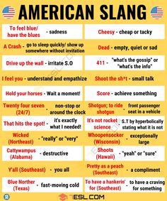 an american slang poster with words and pictures