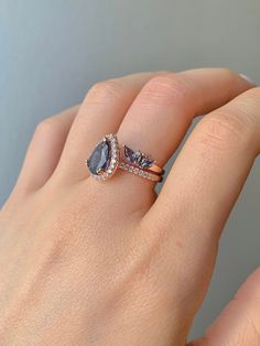 London Blue Topaz Ring, Anniversary Gift For Her, London Blue Topaz, Blue Topaz Ring, London Blue, Topaz Ring, Jewelry Creation, Natural Crystals, Ring Set