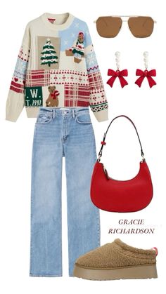 Christmas Chill Outfit, Christmas Outfit Disney, Aesthetic Christmas Sweater, Xmas Sweater Outfit, Nyc Christmas Outfit, Christmas Disney Outfits, Disney Outfits Winter, Disney Winter Outfits, Ugly Sweater Outfits