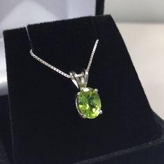 "Gorgeous Peridot Pendant Necklace * 1.25ct Oval Cut Peridot Measures 8x6mm * Sterling Silver * 16\" or 18\" Sterling Silver Chain Included Hallmarked & Gift Ready! TIMELESS, BEAUTIFUL & UNIQUE FINE ART JEWELRY!" Classic Peridot Birthstone Jewelry, Oval Green Peridot Necklaces, Oval Peridot Gemstones For Anniversary, Oval Peridot Green Jewelry, Oval Peridot Jewelry For Formal Occasions, Oval Green Peridot Jewelry, Green Oval Peridot Jewelry, Formal Oval Peridot Jewelry, Classic Lime Green Oval Jewelry