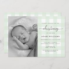 a birth announcement card for a baby