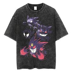 DESCRIPTION Upgrade your wardrobe with a new vintage washed style tee featuring a beautiful and eye catching front graphic of Gengar and the gang. Simply a 1 of a kind piece that you will certainly fall in love with and will last for many years to come due to it's high quality materials and printing process. DETAILS Made with high quality heavyweight 100% organic cotton material and washed through our unique hand washed staining process for a vintage washed look and frayed feel. Design is embedd Techwear Shirt, Techwear Outfits, Fotografi Digital, Pastel Goth Fashion, Distressed Tee, Japanese Streetwear, Harajuku Fashion, Dark Fashion, Oversized T Shirt