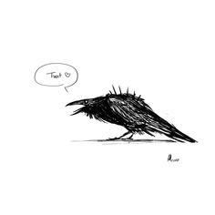 a drawing of a bird with spikes on it's head