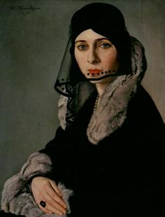 a painting of a woman wearing a veil and holding her hand in her other hand