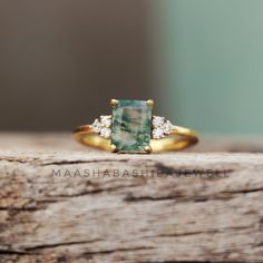 Natural Moss Agate Ring, Solitaire Engagement Ring, 18k Gold Plated Ring, Emerald Cut Gemstone Ring, Dainty Weeding Ring, Promise Women Ring SHOP LINK:- https://www.etsy.com/shop/MaaShabashibaJewell?ref=seller-platform-mcnav 》D E T A I L S《 Gemstone: Natural Moss Agate Gem Color: Green Gem Shape: Emerald Cut Gem Category: Cut Metal: 925 Sterling Silver Purity: 925 Parts Per 1000 Setting Type: Prong Silver Polish: High Ring Size: All Size Available Please note that there Can be slight variations Yellow Gold Emerald Ring With Gemstone Accents For Wedding, Wedding Emerald Ring In Yellow Gold With Gemstone Accents, Gold Emerald Ring With Gemstone Accents For Wedding, Emerald-cut Tourmaline Wedding Jewelry, Gold Tourmaline Jewelry For Weddings, Emerald Cut Tourmaline Wedding Jewelry, 14k Gold Emerald Ring With Gemstone Accents For Wedding, Elegant Emerald Rings With Natural Stones, Yellow Gold Tourmaline Wedding Ring