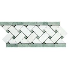 a white and grey mosaic tile border