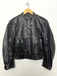 This jacket has a small mark on both shoulders. (Please see photos for flaws) Measurements  Pit to pit: 18 inches  Waist: 15 inches  Top to bottom: 20 inches Jacket Inspiration, Thrift Inspo, Motorcycle Riding, Biker Jacket, Black Faux Leather, Faux Leather, Jackets & Coats, Adult Outfits, Fashion Outfits