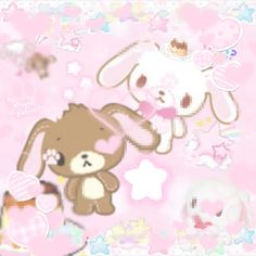 an image of a pink wallpaper with cute animals and hearts on the bottom right corner