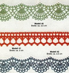 three different types of crochet lace