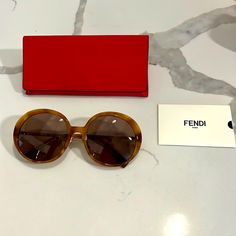 Slightly Used, Like New Authentic Fendi Oversized With Original Case Includes Authenticity Certificate Card Oversized Round Sunglasses, Fendi Accessories, Authenticity Certificate, Glasses Accessories, Round Sunglasses, Fendi, Like New, Women Accessories, Sunglasses