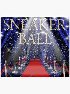 an image of a red carpet and spotlights with the words sneaker ball on it