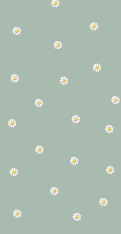 a green background with white daisies on it