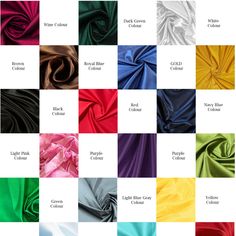 many different colors of satin fabric