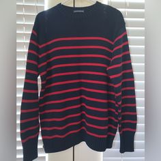 Brandy Melville Oversized Cable Knit Sweater In Red And Black Nwot Casual Red Sweater, Casual Red Soft Knit Top, Red Casual Soft Knit Top, Brandy Melville Knit Sweater, Casual Red Sweater With Ribbed Cuffs, Briana Sweater Brandy Melville, Striped Sweater Brandy Melville, Brandy Melville Brianna Sweater, Oversized Cable Knit Sweater