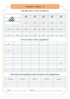 the cursive handwriting worksheet is shown with an orange border on top