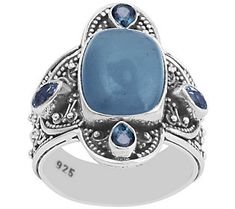 Boast about this milky aquamarine gemstone ring and how it adds a pretty pop of color to your wardrobe any day of the week. Elegant Moonstone Ring With Aquamarine Gemstone, Blue Cabochon Topaz Ring For Anniversary, Blue Moonstone Ring With Accent Stones For Gift, Blue Moonstone Ring With Accent Stones As Gift, Blue Multi-stone Moonstone Ring Gift, Blue Multi-stone Moonstone Ring For Anniversary, Gift Blue Multi-stone Moonstone Ring, Blue Multi-stone Moonstone Anniversary Ring, Anniversary Blue Moonstone Ring With Multi-stones