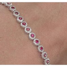 Gemstone Bracelet Tennis Bracelet 12 Carats Prong Set Pink Sapphire White Gold 14K White Gold Diamond Bracelet, Gold Tennis Bracelet, Round Diamond Earrings, Diamond Earrings Studs Round, Set Bracelet, Silver Belt Buckle, Silver Belts, Halo Earrings Studs, Bracelets Gold Diamond