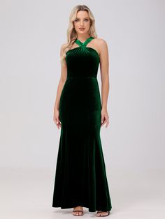 Dark_Green Velvet Bridesmaid Dress, Dark Green Bridesmaid Dress, Velvet Bridesmaid, Halter Bridesmaid Dress, Velvet Bridesmaid Dresses, Peacock Green, Halter Neckline, Different Fabrics, Velvet Dress